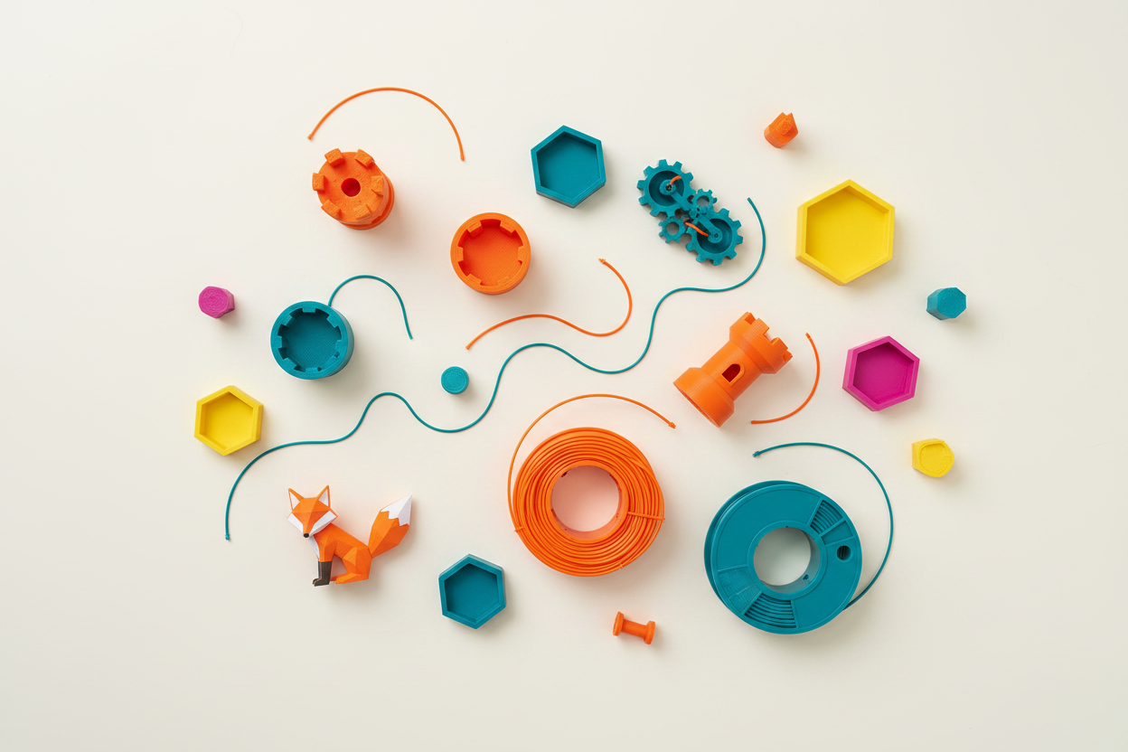 3D Printed Objects Flat Lay