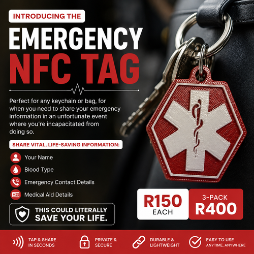 3DMEUP Emergency NFC tag for keychains and bags